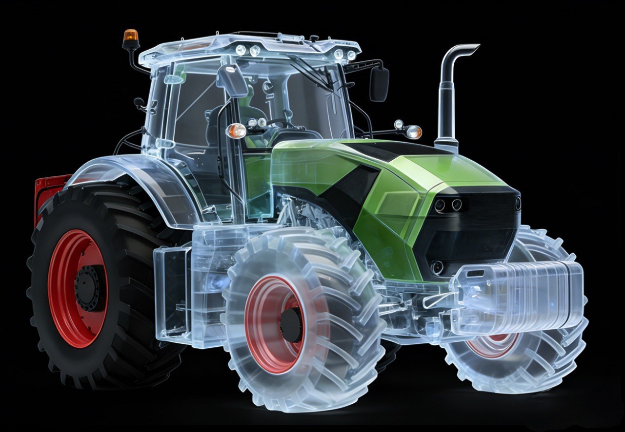 Hybrid tractor transparent technology rendering